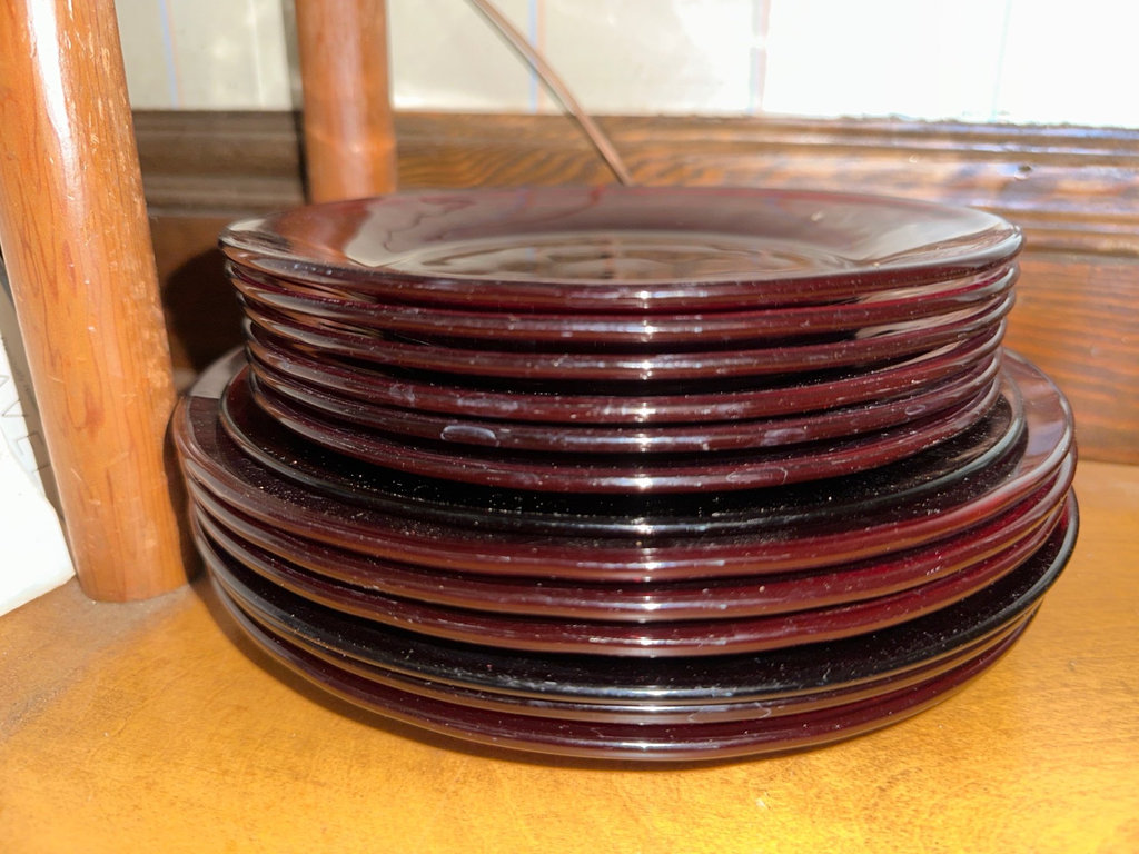 Anchor Hocking Vintage Cranberry glass dishware set (cups, bowls, plates) - image 10 of 12