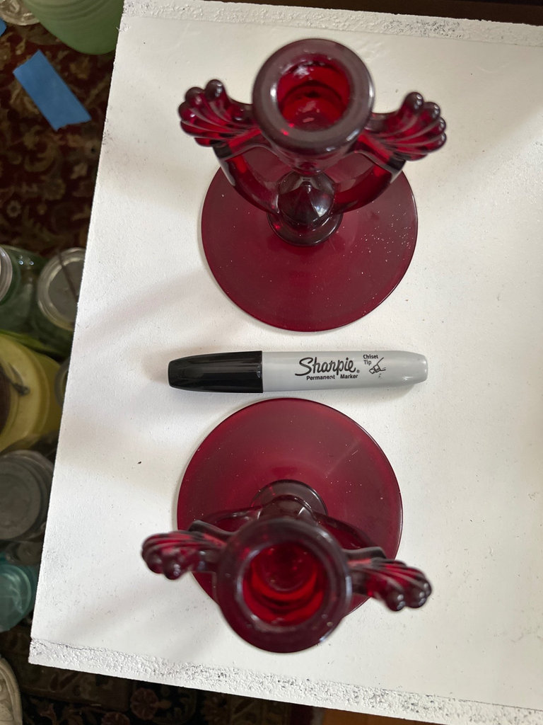 Vintage Cranberry candle holders, glass bird, more  - image 2 of 8