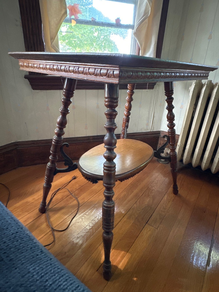 Vintage wooden table with two-tier design - image 1 of 9