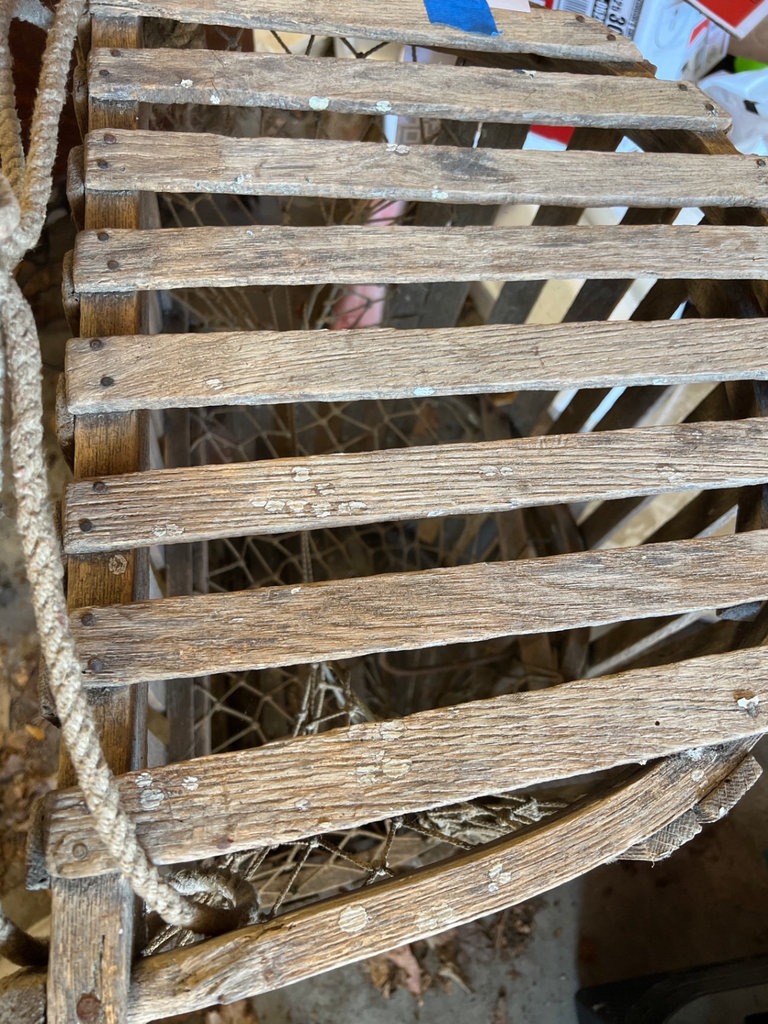 Wooden lobster cage trap with rope and wire mesh. - image 3 of 5