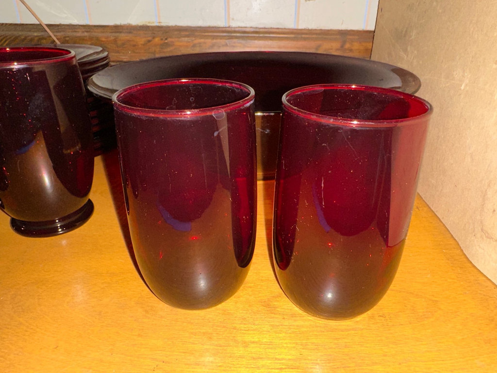 Anchor Hocking Vintage Cranberry glass dishware set (cups, bowls, plates) - image 3 of 12