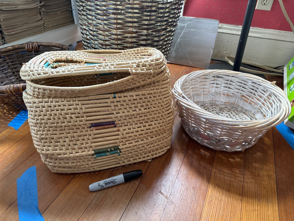 Assorted wicker baskets with gift wrap supplies - image 5 of 7