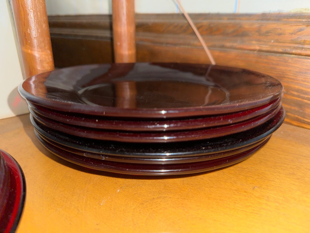 Anchor Hocking Vintage Cranberry glass dishware set (cups, bowls, plates) - image 12 of 12