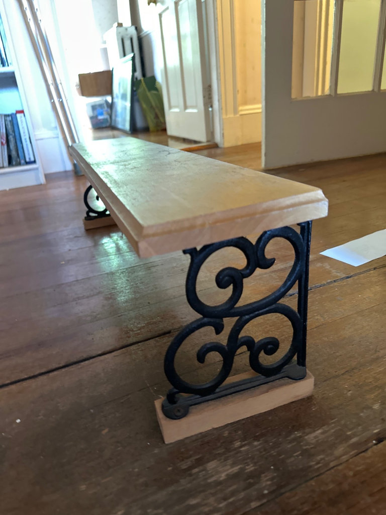 Three-tier metal plant stand and wooden plant shelf  - image 7 of 8