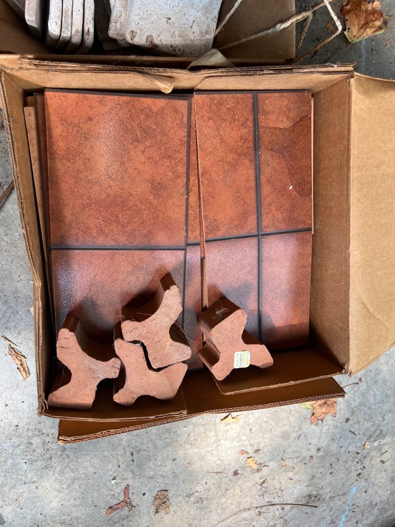 Assorted concrete tiles, stone slabs, and vinyl tile boxes - image 5 of 6