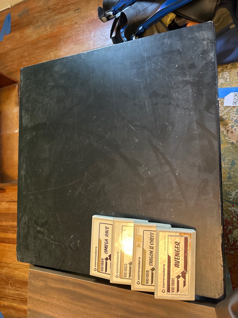 Wood Black side table on casters  - image 4 of 8