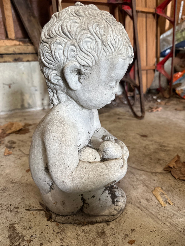 Concrete statue holding a bird - image 2 of 5
