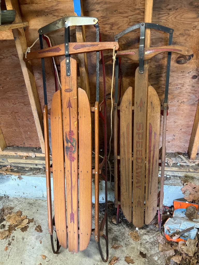 Vintage Flexible Flyer and other wooden sleds - image 1 of 8