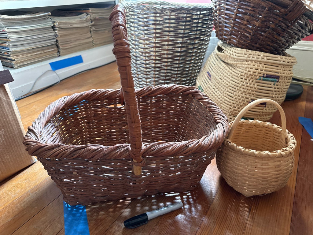 Assorted wicker baskets with gift wrap supplies - image 6 of 7