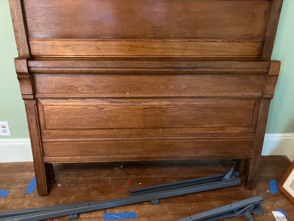 Carved wooden bed headboard with footboard and rails - image 3 of 9