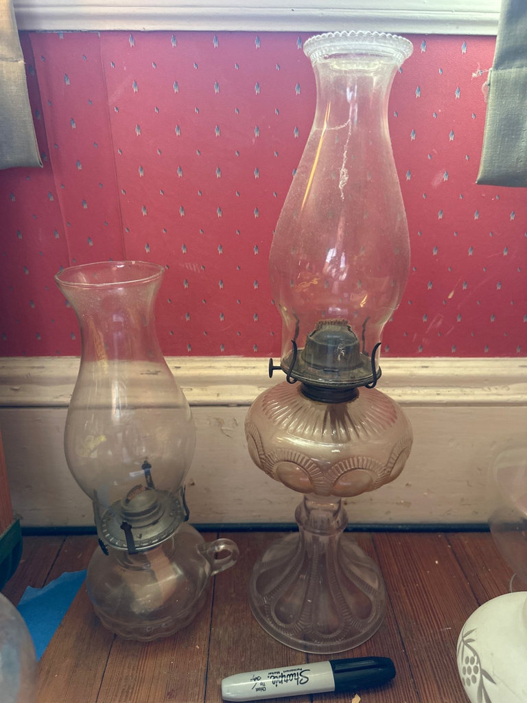 Set of Glass Oil Lamps and Chimneys - image 2 of 6