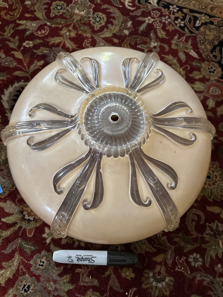 Vintage light cover, ruffled-edge glass lampshade - image 8 of 8