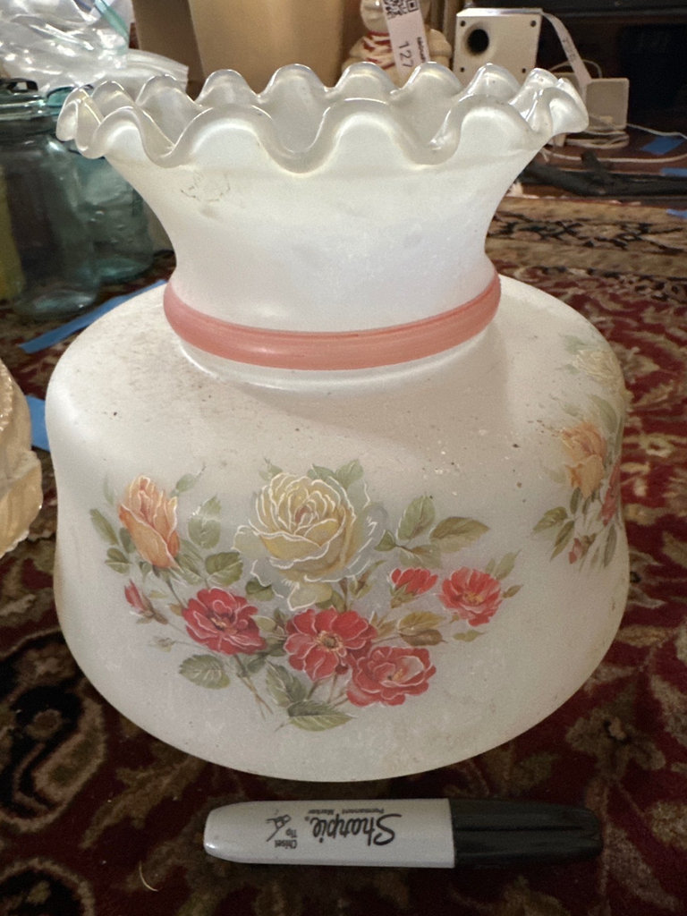 Vintage light cover, ruffled-edge glass lampshade - image 1 of 8