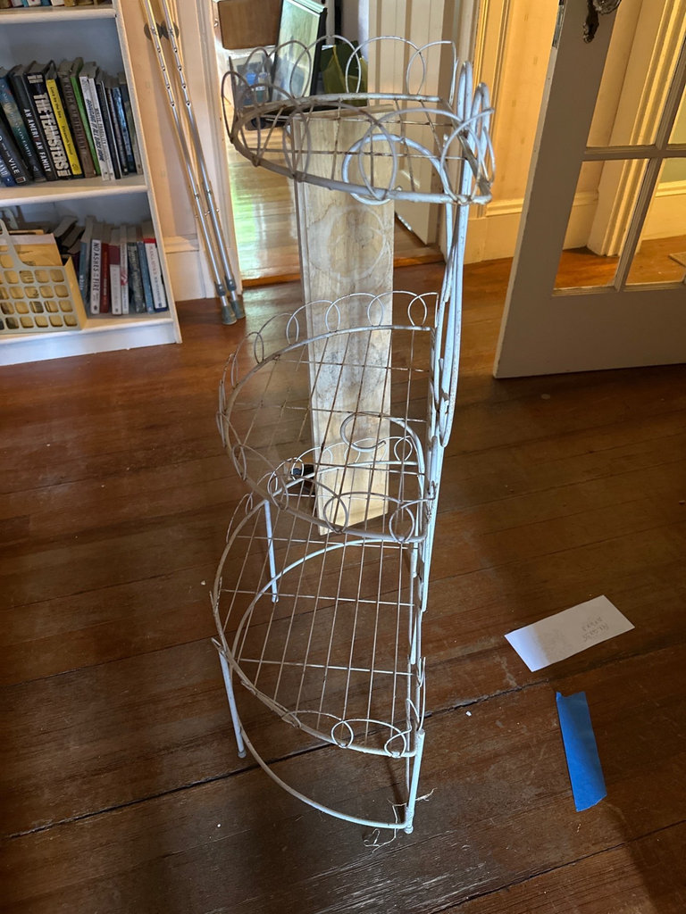 Three-tier metal plant stand and wooden plant shelf  - image 4 of 8
