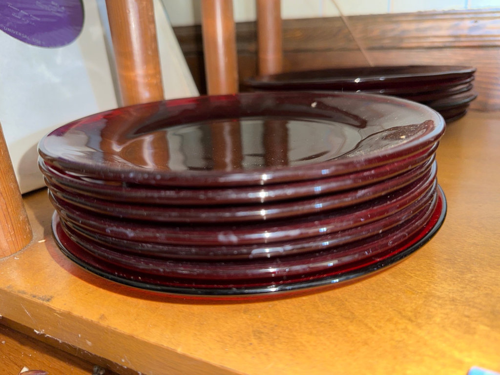 Anchor Hocking Vintage Cranberry glass dishware set (cups, bowls, plates) - image 9 of 12