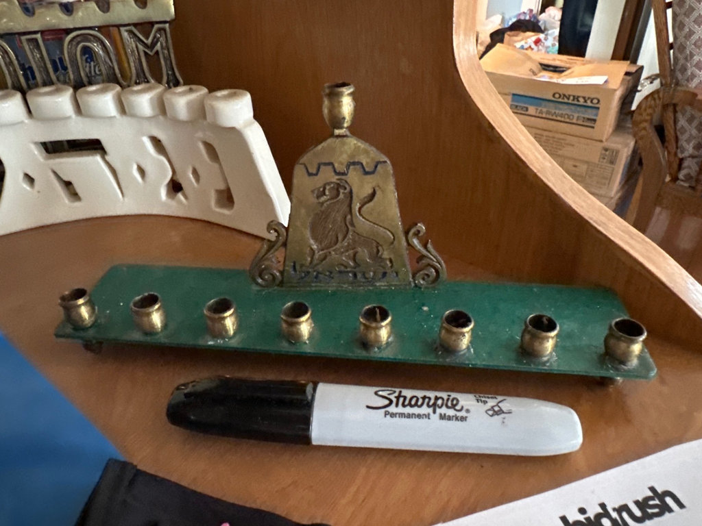 Hanukkah menorah candle holders, candles  - image 2 of 5
