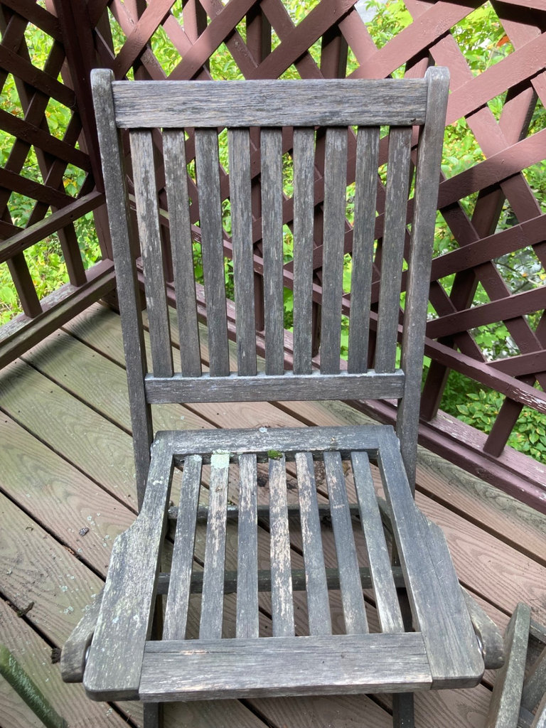 Two (2) slatted wooden outdoor chairs - image 2 of 5