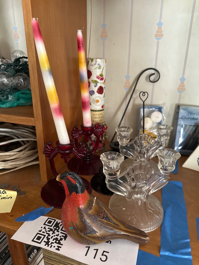 Vintage Cranberry candle holders, glass bird, more  - image 3 of 8