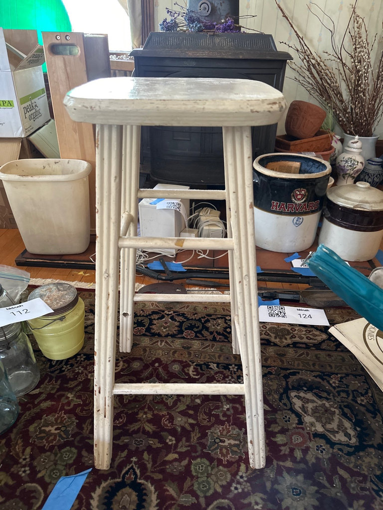 White painted wooden stool - image 1 of 5
