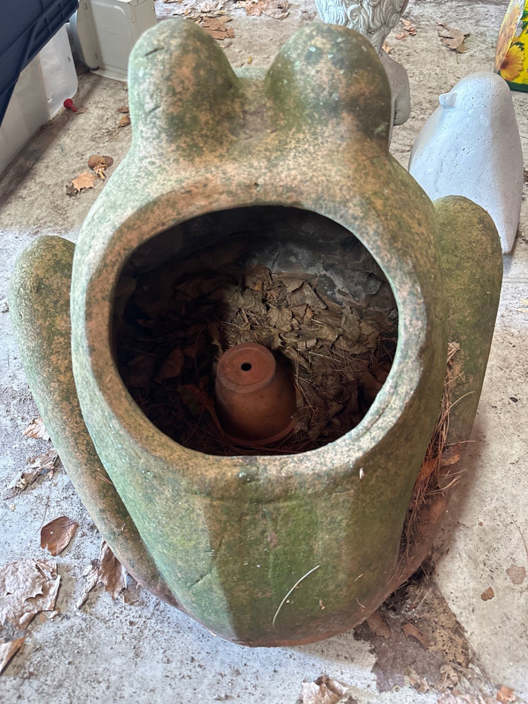 Frog-shaped garden statue with hollow body - image 3 of 5