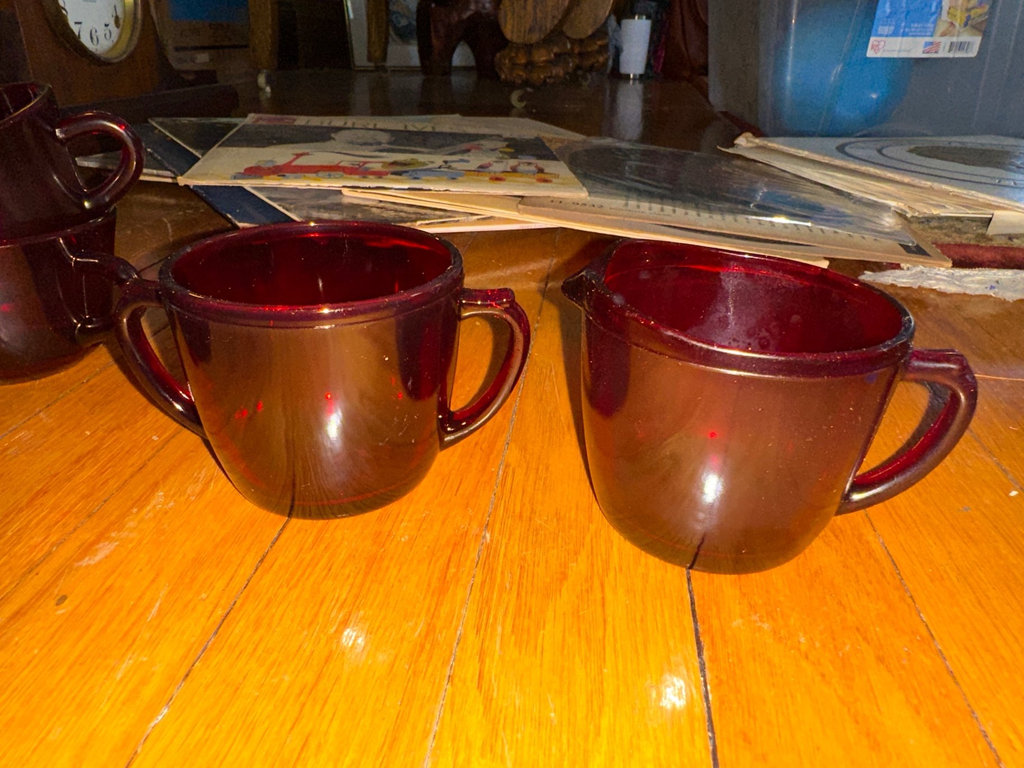Anchor Hocking Vintage Cranberry glass dishware set (cups, bowls, plates) - image 2 of 12