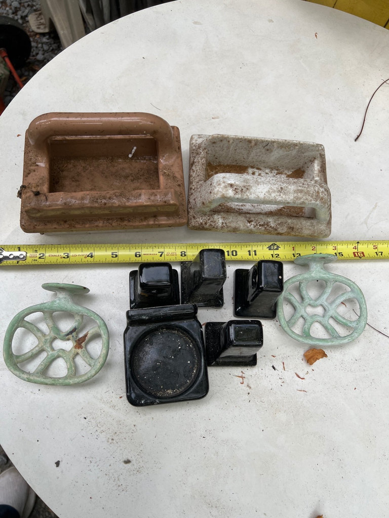 Assorted vintage hardware parts and ceramic trays - image 1 of 6
