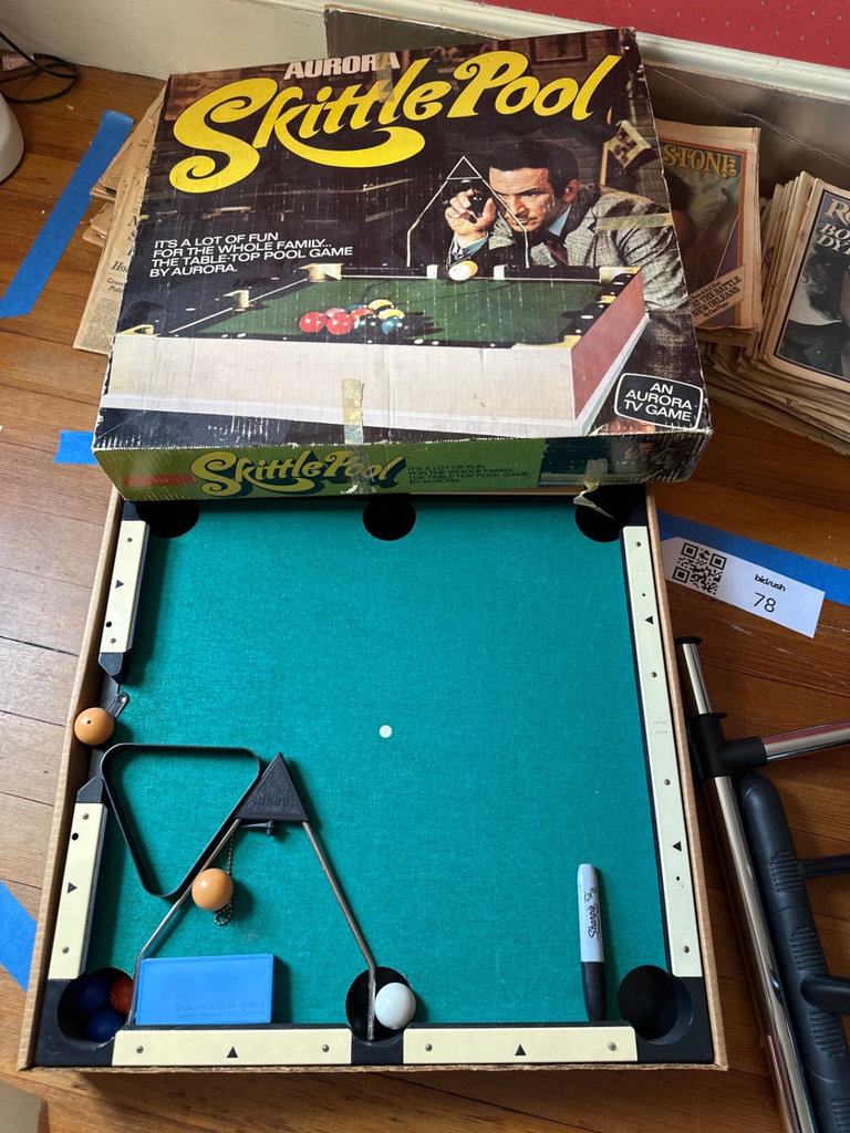 Skittle Pool tabletop game, Erector construction set, and round target game - image 7 of 11
