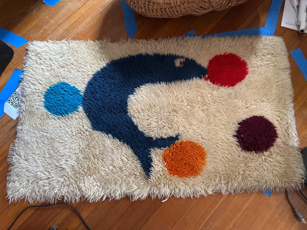 Vintage shaggy area rug, cushion  - image 2 of 6