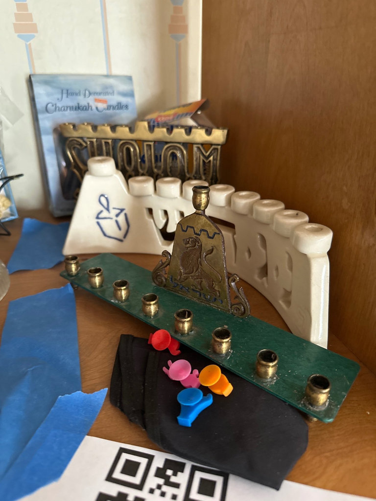 Hanukkah menorah candle holders, candles  - image 1 of 5