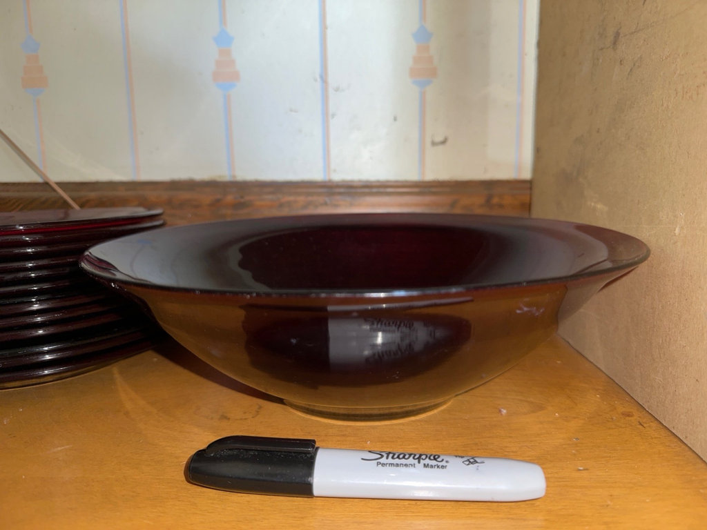 Anchor Hocking Vintage Cranberry glass dishware set (cups, bowls, plates) - image 4 of 12