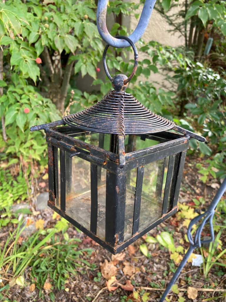 garden decor with bird bath and stained glass ornament - image 2 of 6