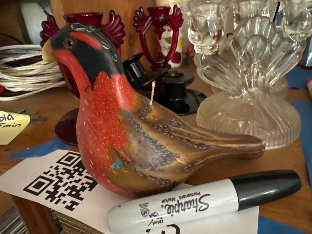 Vintage Cranberry candle holders, glass bird, more  - image 7 of 8
