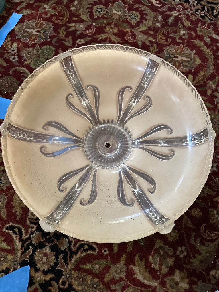 Vintage light cover, ruffled-edge glass lampshade - image 7 of 8