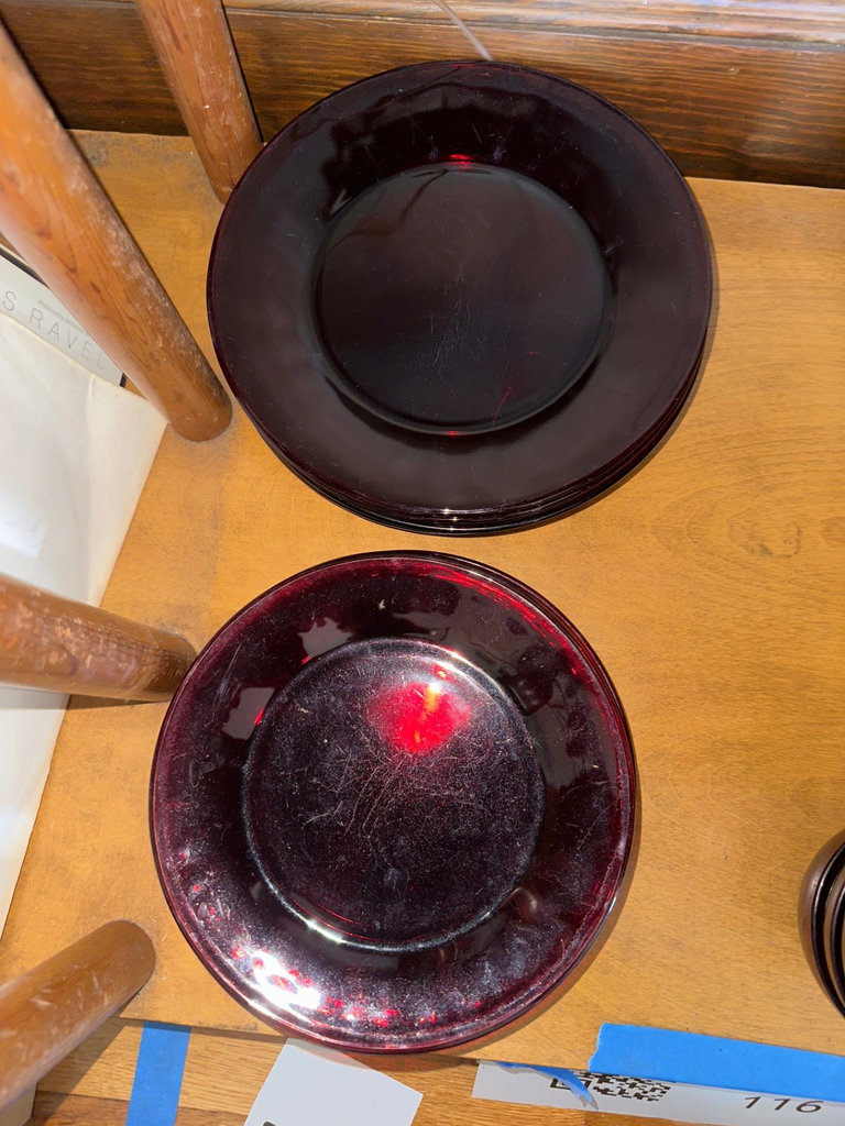 Anchor Hocking Vintage Cranberry glass dishware set (cups, bowls, plates) - image 11 of 12