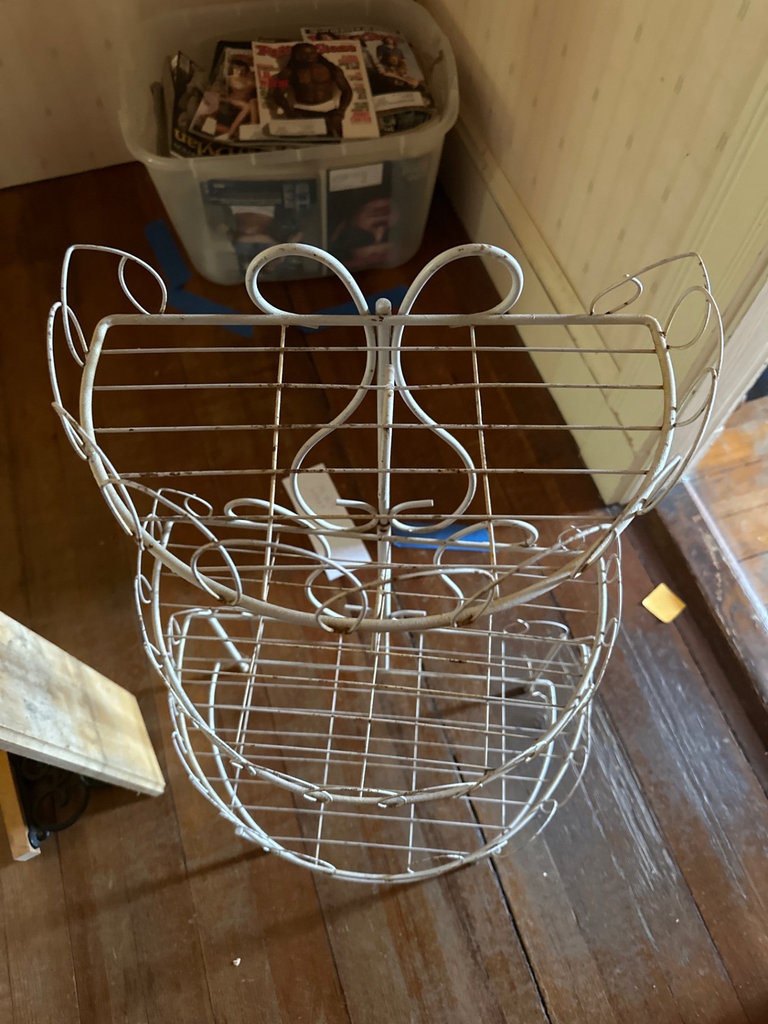 Three-tier metal plant stand and wooden plant shelf  - image 2 of 8