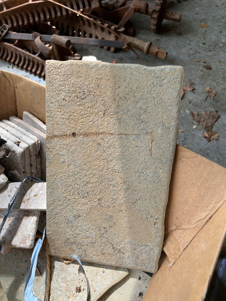 Assorted concrete tiles, stone slabs, and vinyl tile boxes - image 3 of 6