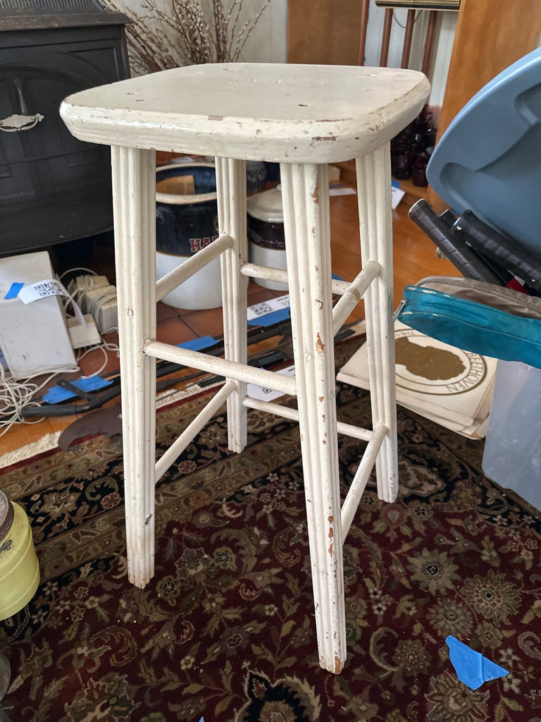 White painted wooden stool - image 2 of 5