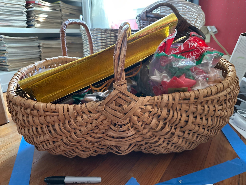 Assorted wicker baskets with gift wrap supplies - image 4 of 7