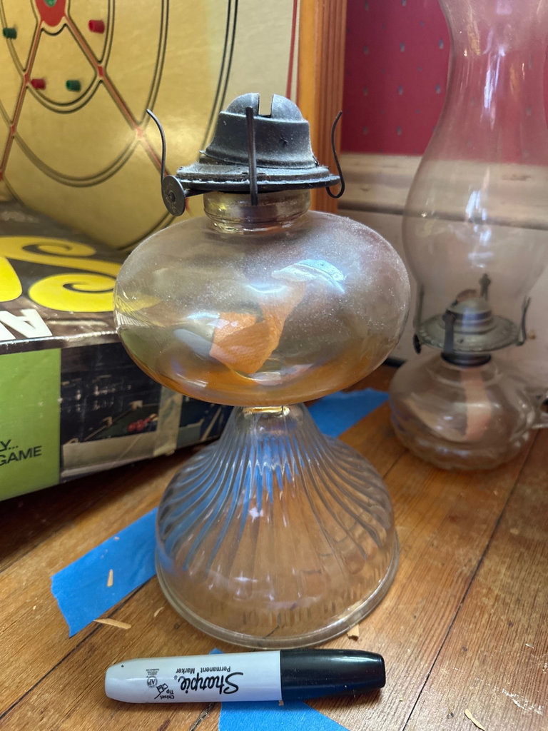 Set of Glass Oil Lamps and Chimneys - image 4 of 6