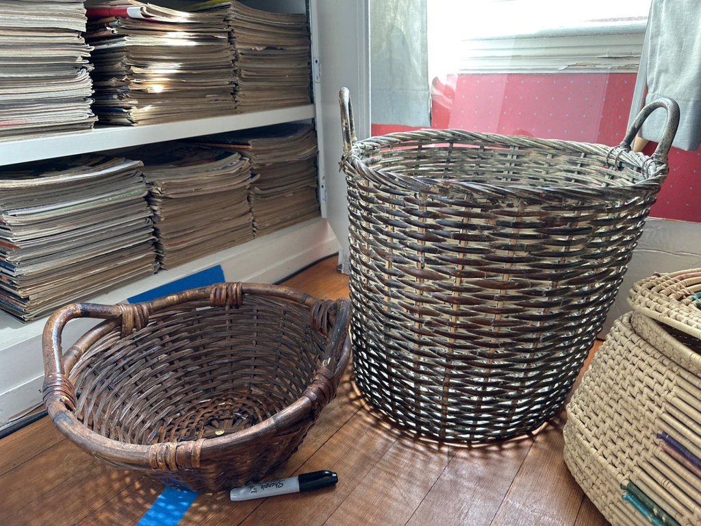 Assorted wicker baskets with gift wrap supplies - image 3 of 7