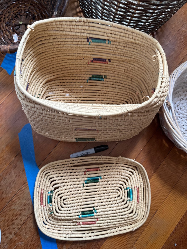 Assorted wicker baskets with gift wrap supplies - image 7 of 7