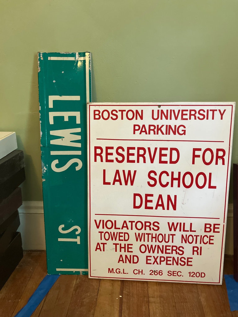 Vintage street sign and a university parking sign - image 1 of 5