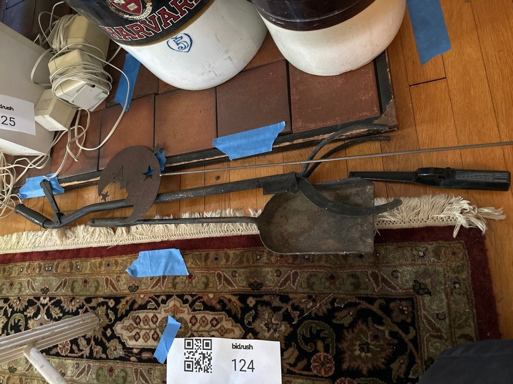 Metal Fireplace tools and crescent moon yard stake - image 1 of 4