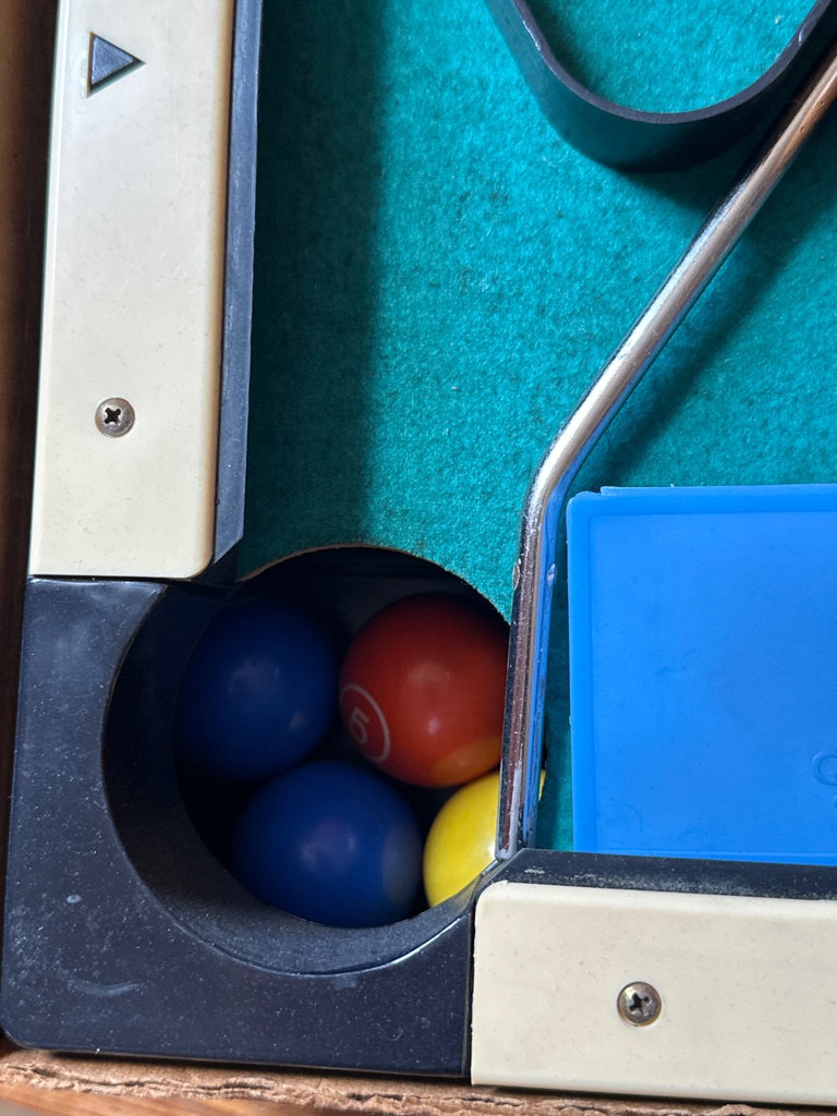 Skittle Pool tabletop game, Erector construction set, and round target game - image 8 of 11