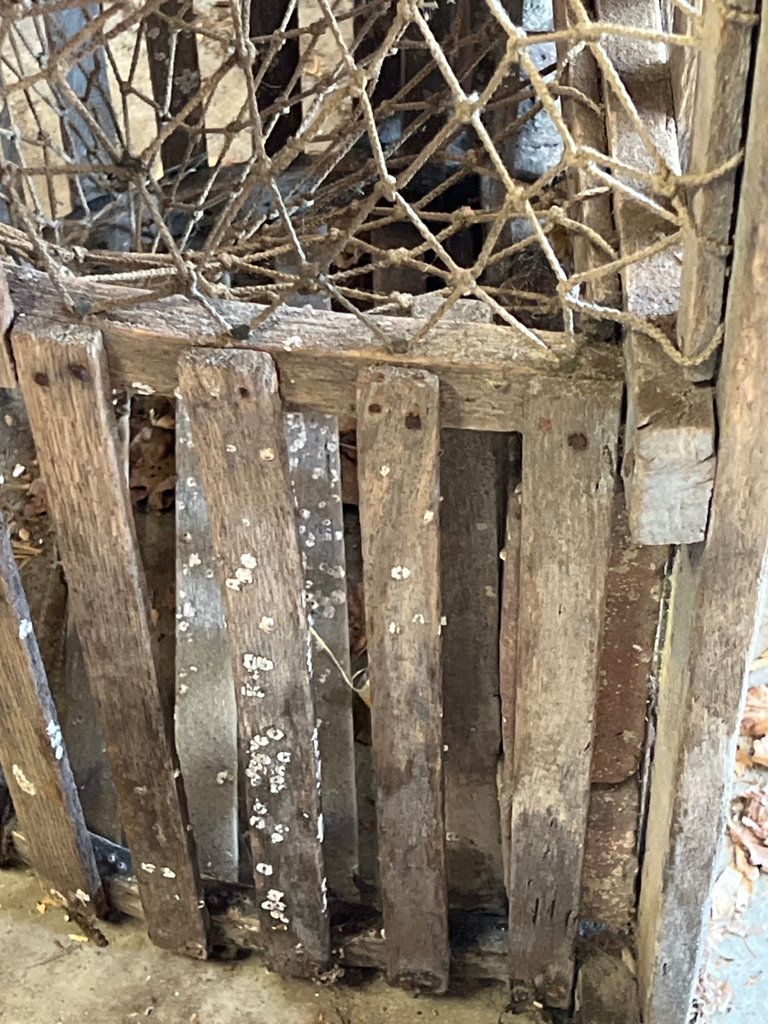 Wooden lobster cage trap with rope and wire mesh. - image 4 of 5