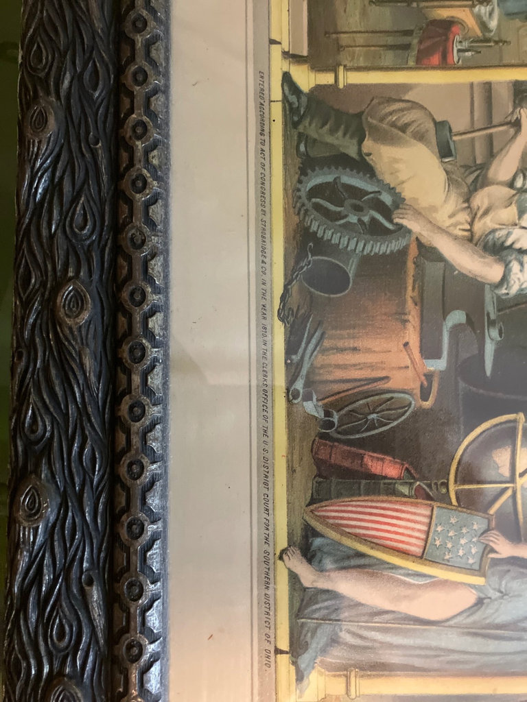 Set of framed art prints including Order United American Mechanics and city street scene - image 9 of 9