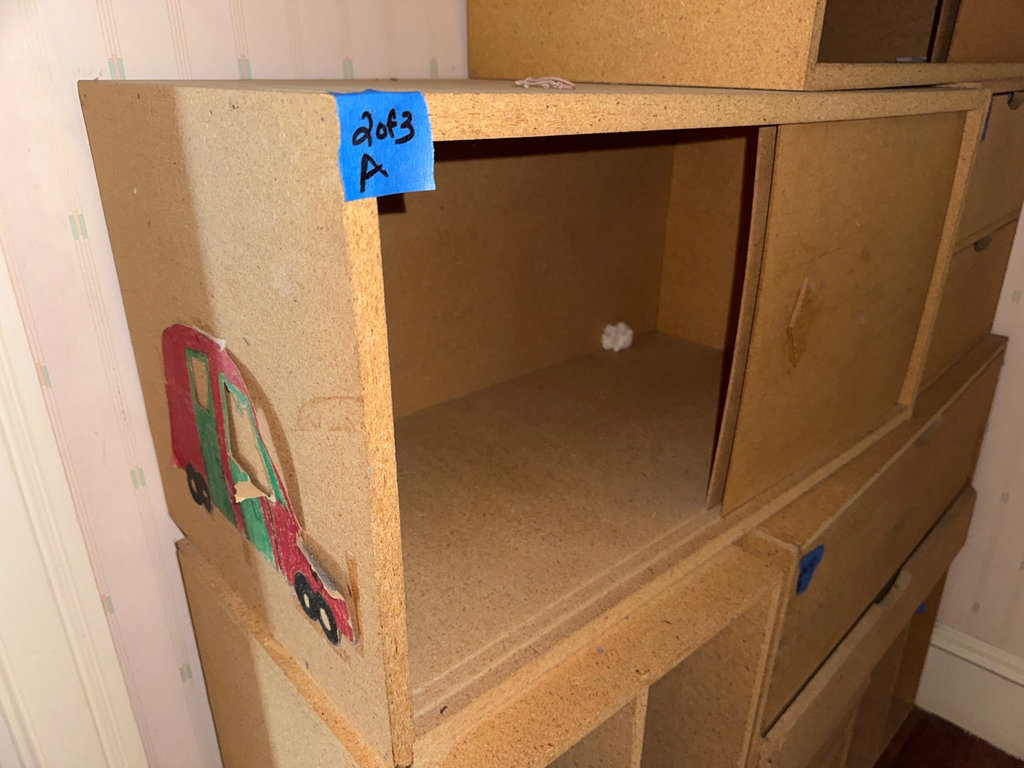 Modular OSB storage cabinet system with drawers and cubbies - image 3 of 8