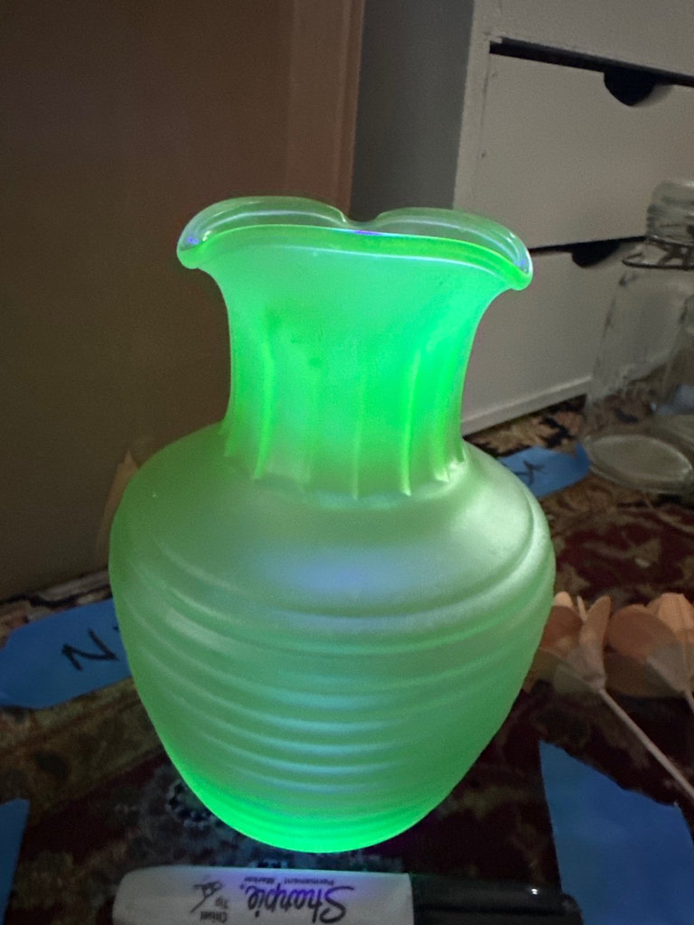 Uranium frosted glass vase, more  - image 1 of 7