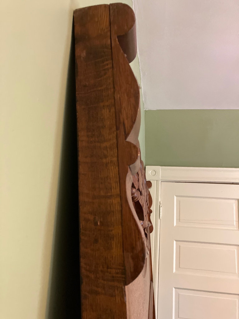 Carved wooden bed headboard with footboard and rails - image 4 of 9