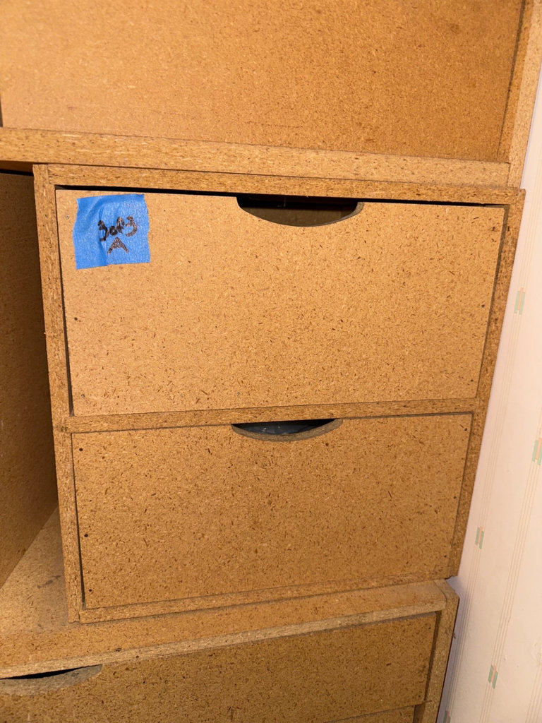 Modular OSB storage cabinet system with drawers and cubbies - image 4 of 8
